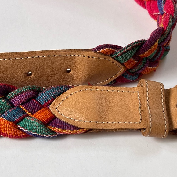 Fabric Leather Colorful Belt, M, Made in Guatemala - Picture 3 of 4